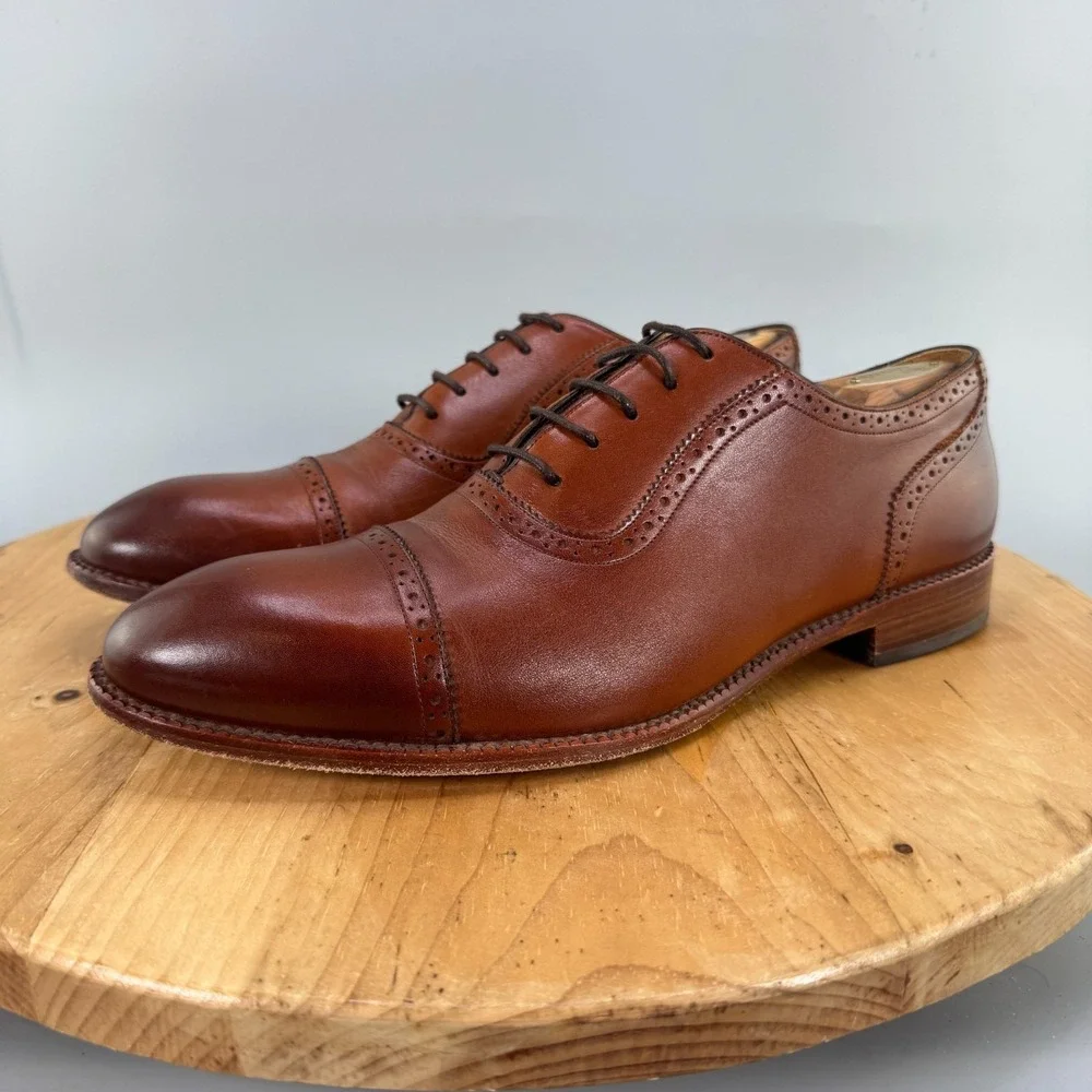 Beckett Simonon Durant Oxfords Mens Size 11 Dress Shoes Brown Leather Cap Toe